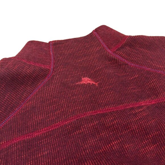 Tommy Bahama Men’s Reversible Flipshore Half Zip Sweater Sz M - Burgandy - Picture 5 of 6